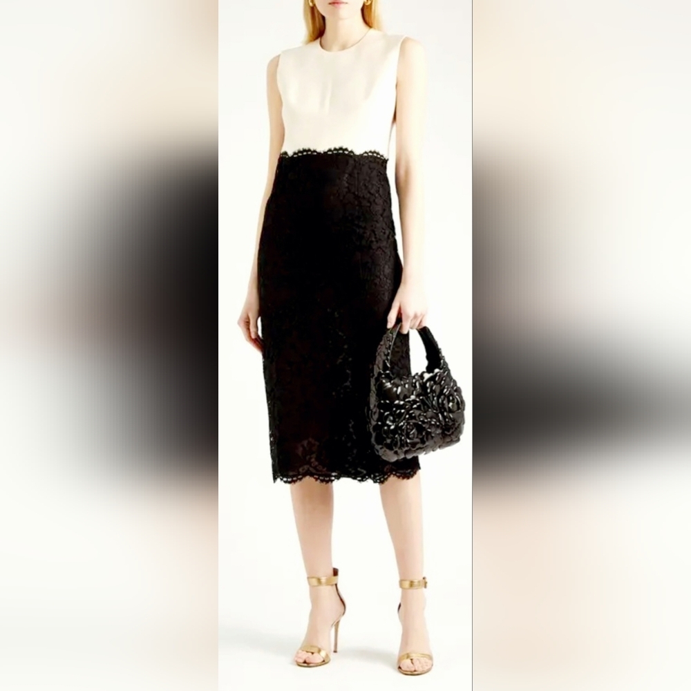 White House Black Market Women's Elegant Dress Lace Skirt White&Black 12 Large